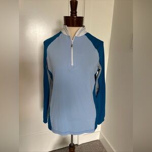EIS Sun Shirt Womens sz M 1/4 Zip Blue Cooling Equestrian Horse Riding Top